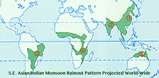 Fig.12(c) S.E. Asian/Indian Monsoon Rainout Pattern Projected World-Wide